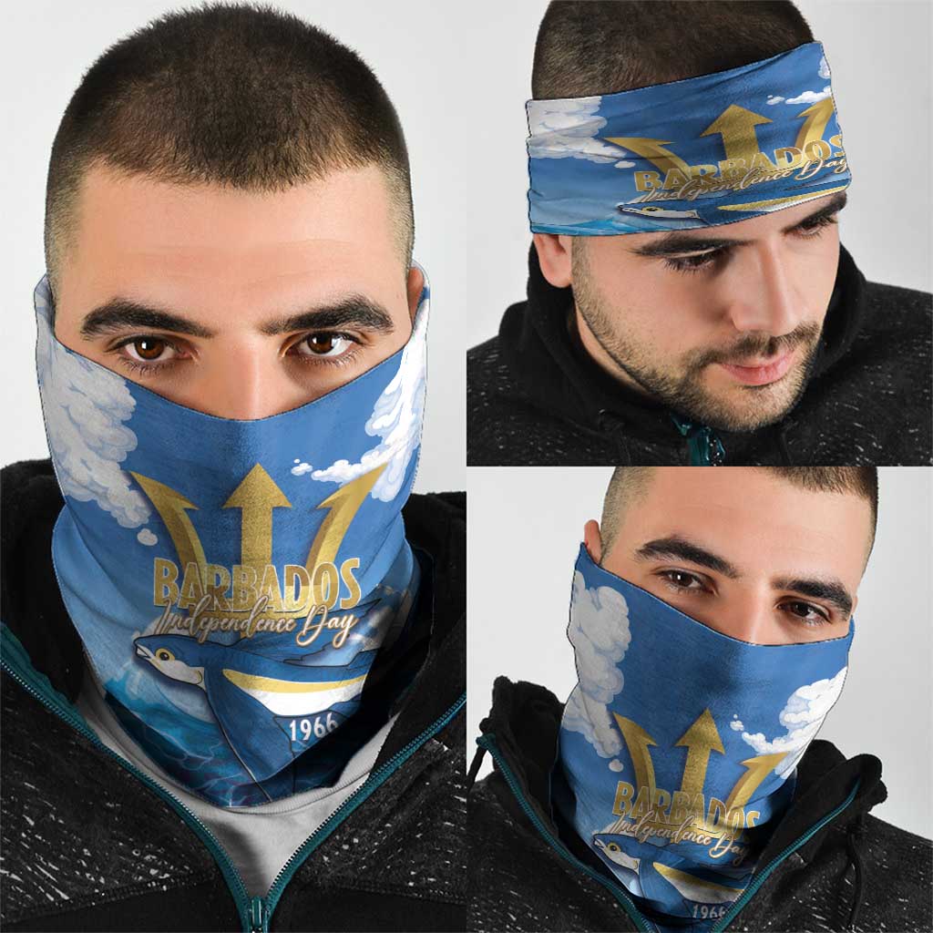 Barbados Independence Day Neck Gaiter Gold Trident and Flying Fish LT14
