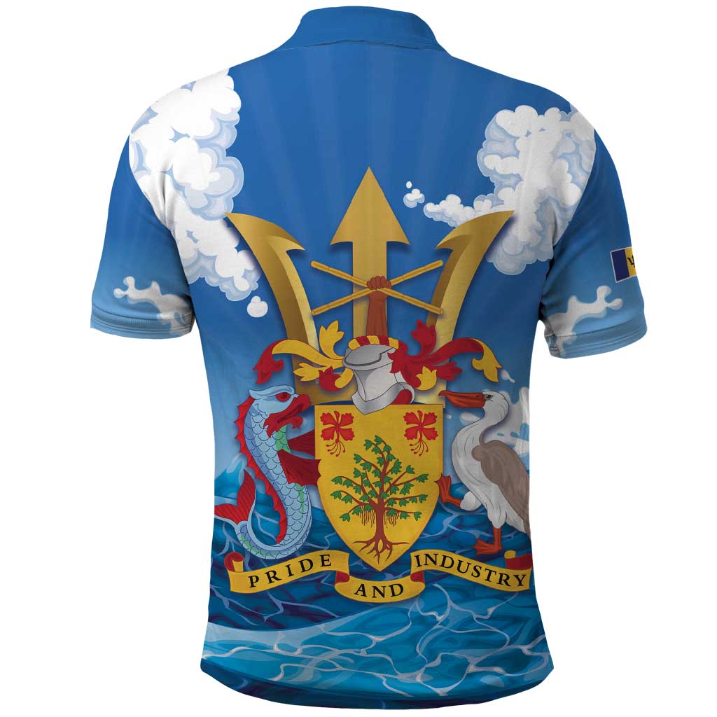 Barbados Independence Day Polo Shirt Gold Trident and Flying Fish LT14