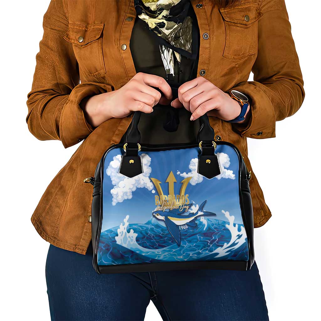 Barbados Independence Day Shoulder Handbag Gold Trident and Flying Fish LT14