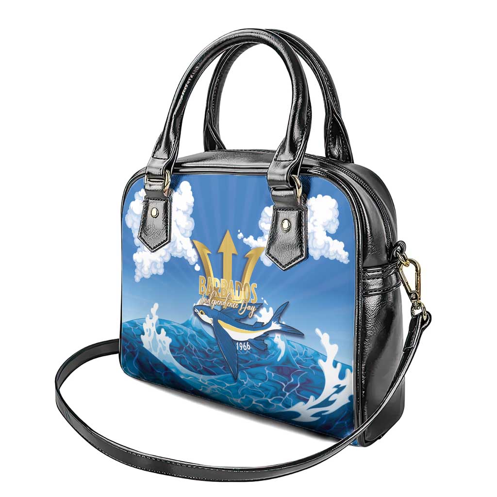 Barbados Independence Day Shoulder Handbag Gold Trident and Flying Fish LT14