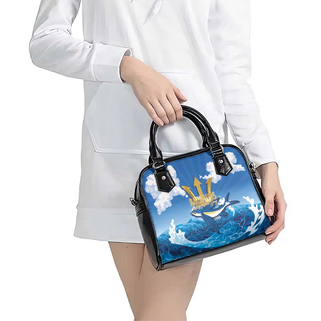 Barbados Independence Day Shoulder Handbag Gold Trident and Flying Fish LT14