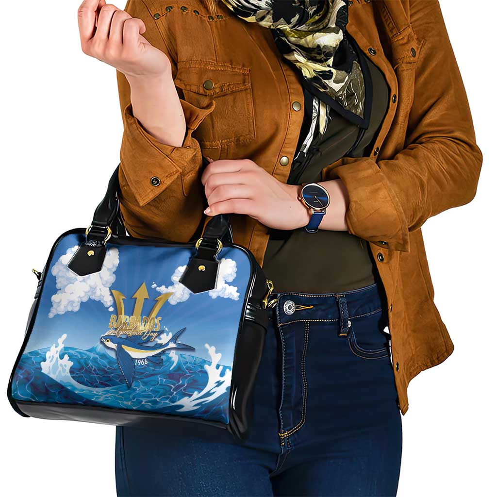 Barbados Independence Day Shoulder Handbag Gold Trident and Flying Fish LT14