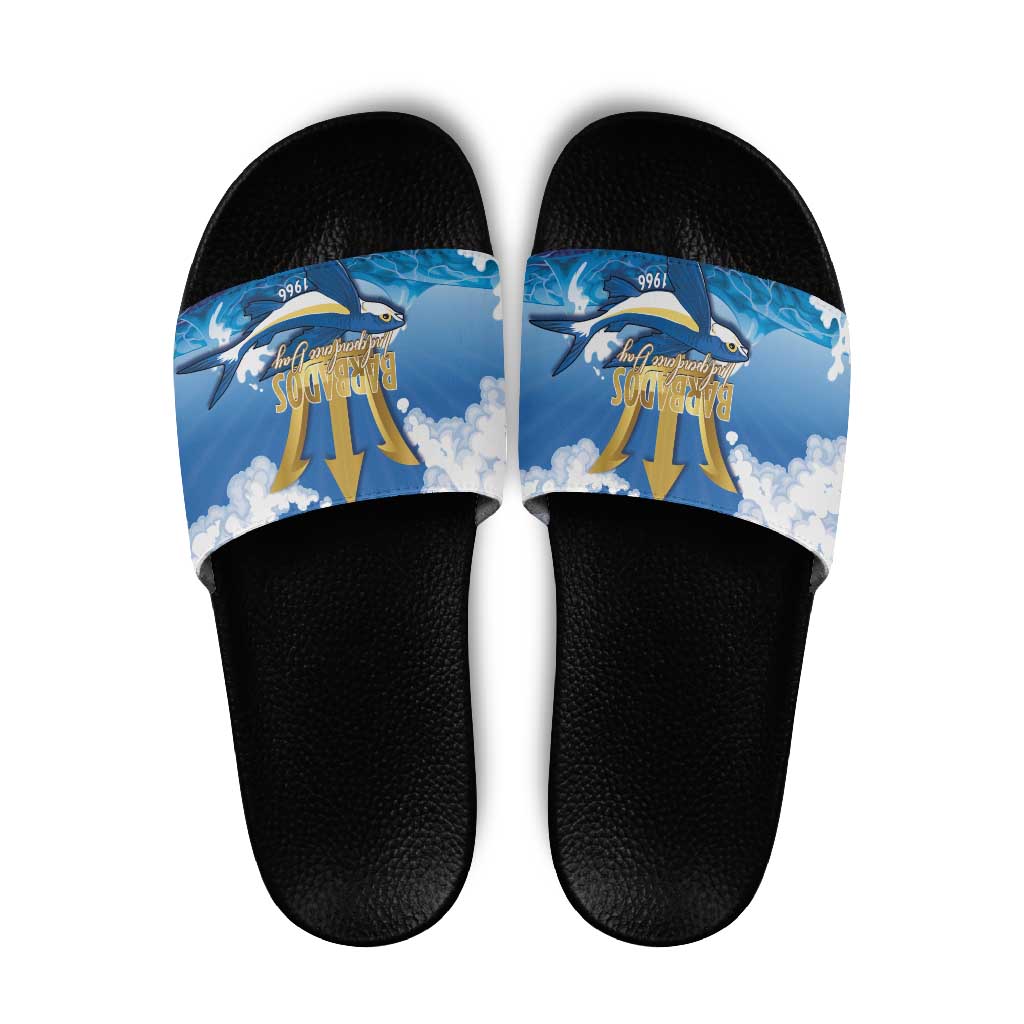 Barbados Independence Day Slide Sandals Gold Trident and Flying Fish LT14