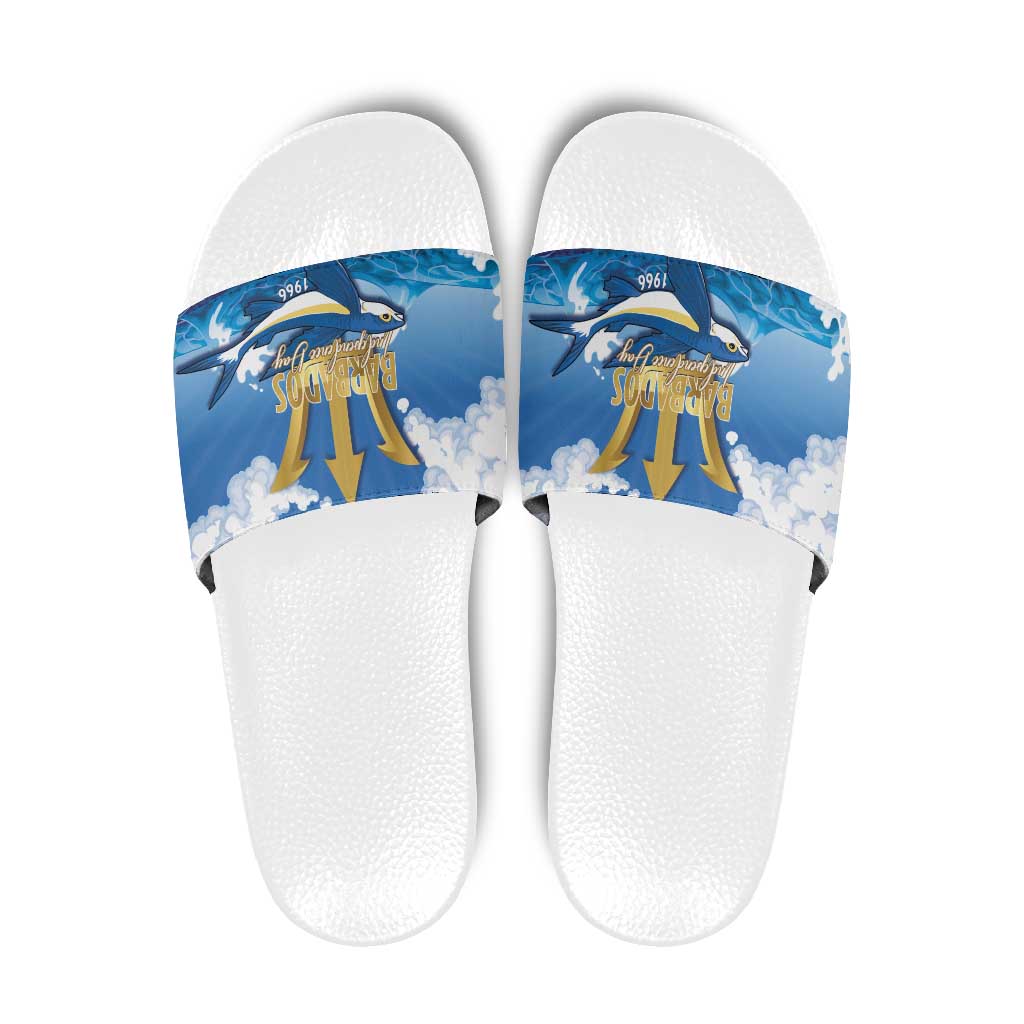 Barbados Independence Day Slide Sandals Gold Trident and Flying Fish LT14