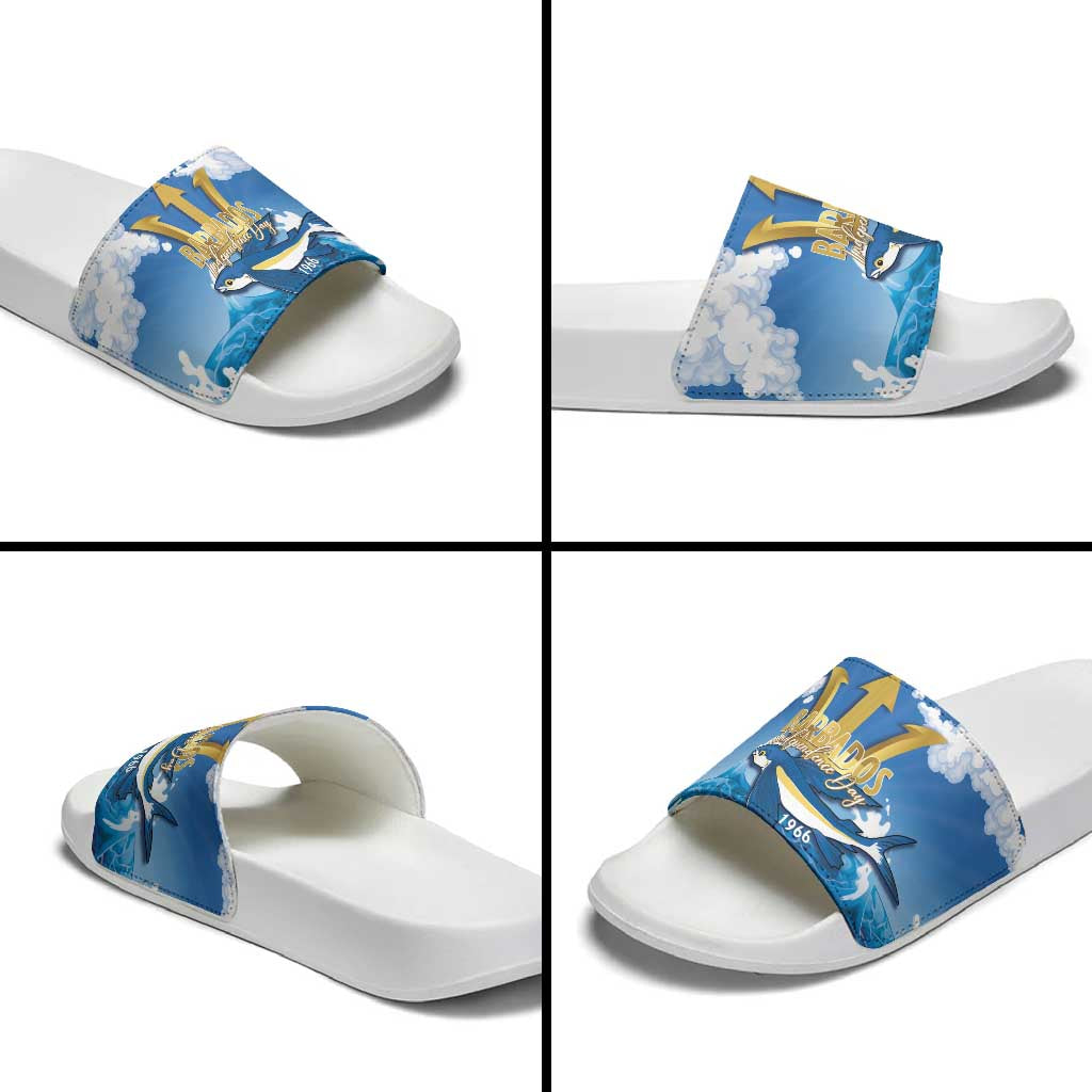 Barbados Independence Day Slide Sandals Gold Trident and Flying Fish LT14