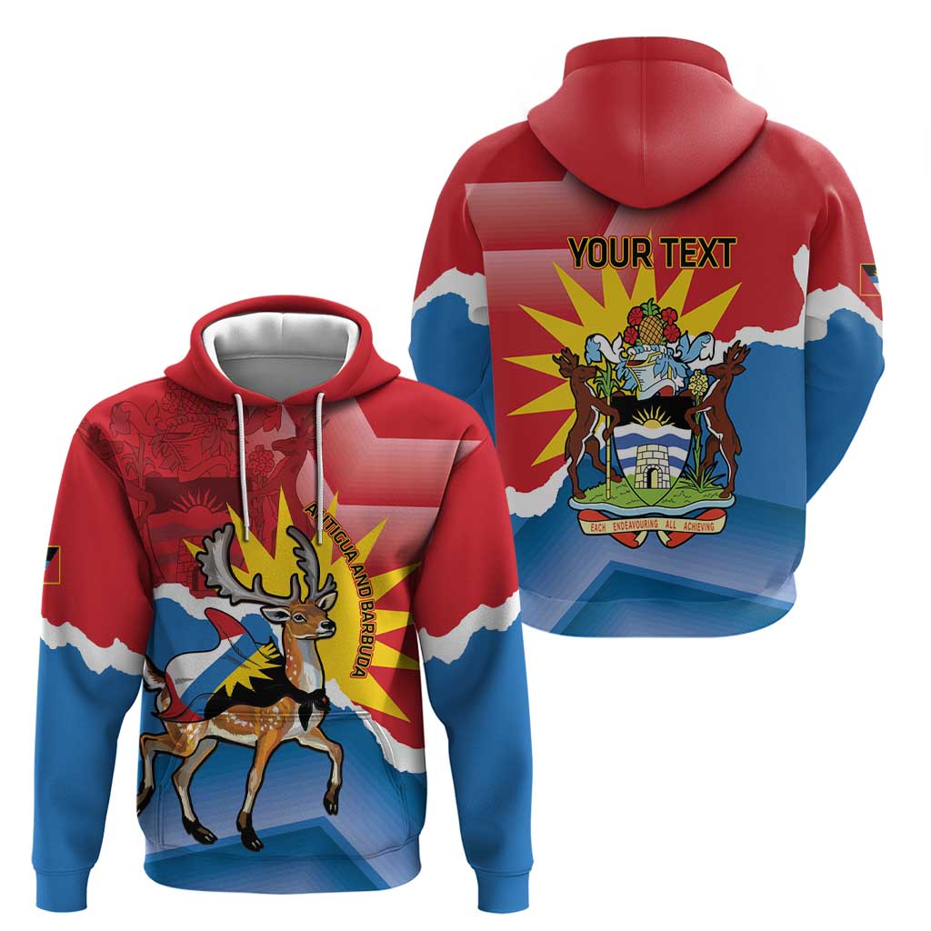 Personalised Antigua and Barbuda Independence Day Hoodie Fallow Deer With Flag LT14