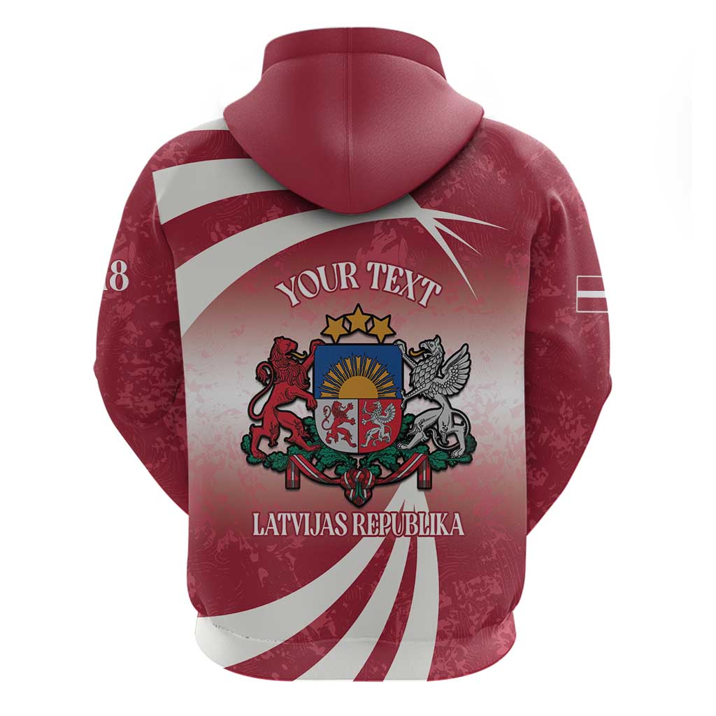 Personalised Latvia Independence Day Hoodie Latvija White Wagtail With Map 106th Anniversary LT14