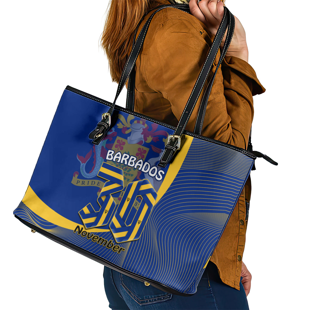 Barbados Independence Day Leather Tote Bag 30 November Happy Anniversary Barbadian LT14