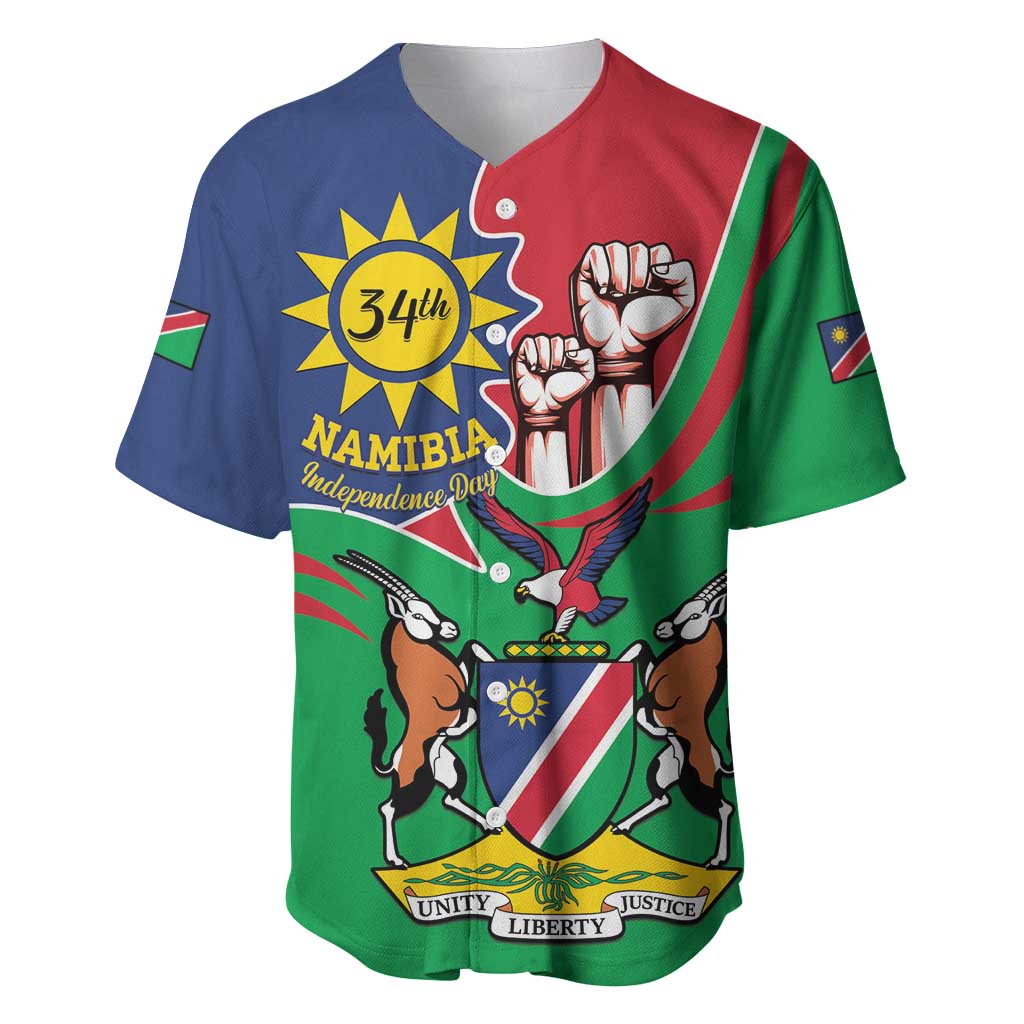 Namibia Independence Day Baseball Jersey Coat Of Arms Curve Style LT14
