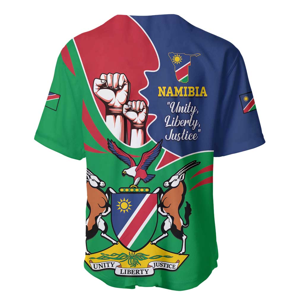 Namibia Independence Day Baseball Jersey Coat Of Arms Curve Style LT14