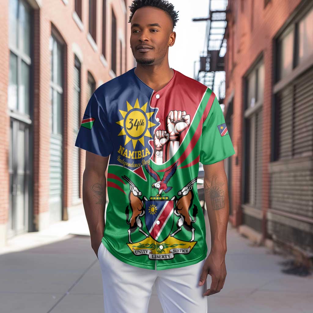 Namibia Independence Day Baseball Jersey Coat Of Arms Curve Style LT14