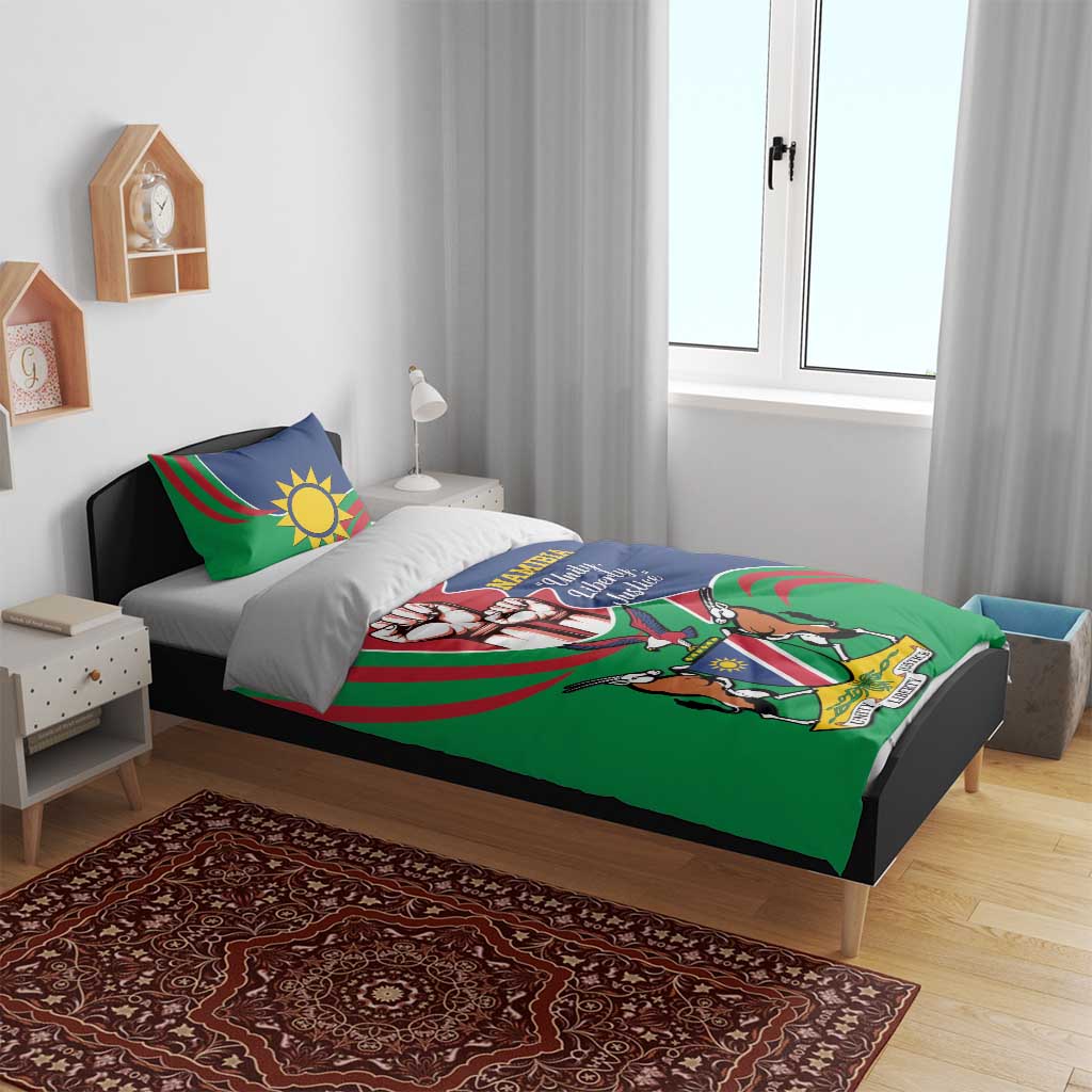 Namibia Independence Day Bedding Set Coat Of Arms Curve Style LT14