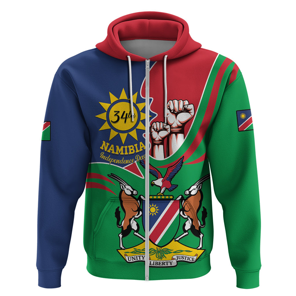 Namibia Independence Day Hoodie Coat Of Arms Curve Style LT14