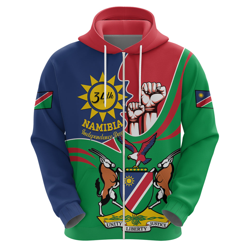 Namibia Independence Day Hoodie Coat Of Arms Curve Style LT14