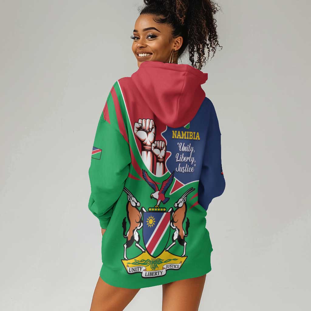 Namibia Independence Day Hoodie Dress Coat Of Arms Curve Style LT14
