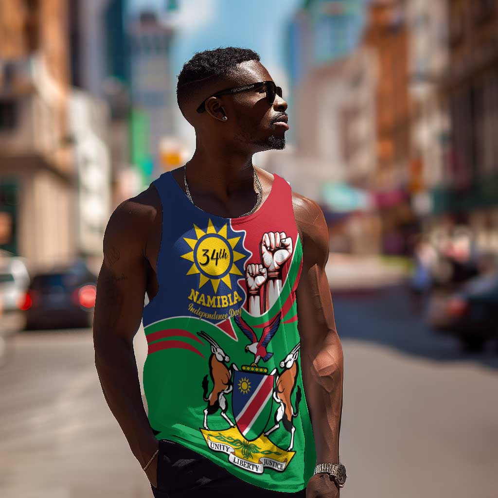 Namibia Independence Day Men Tank Top Coat Of Arms Curve Style LT14