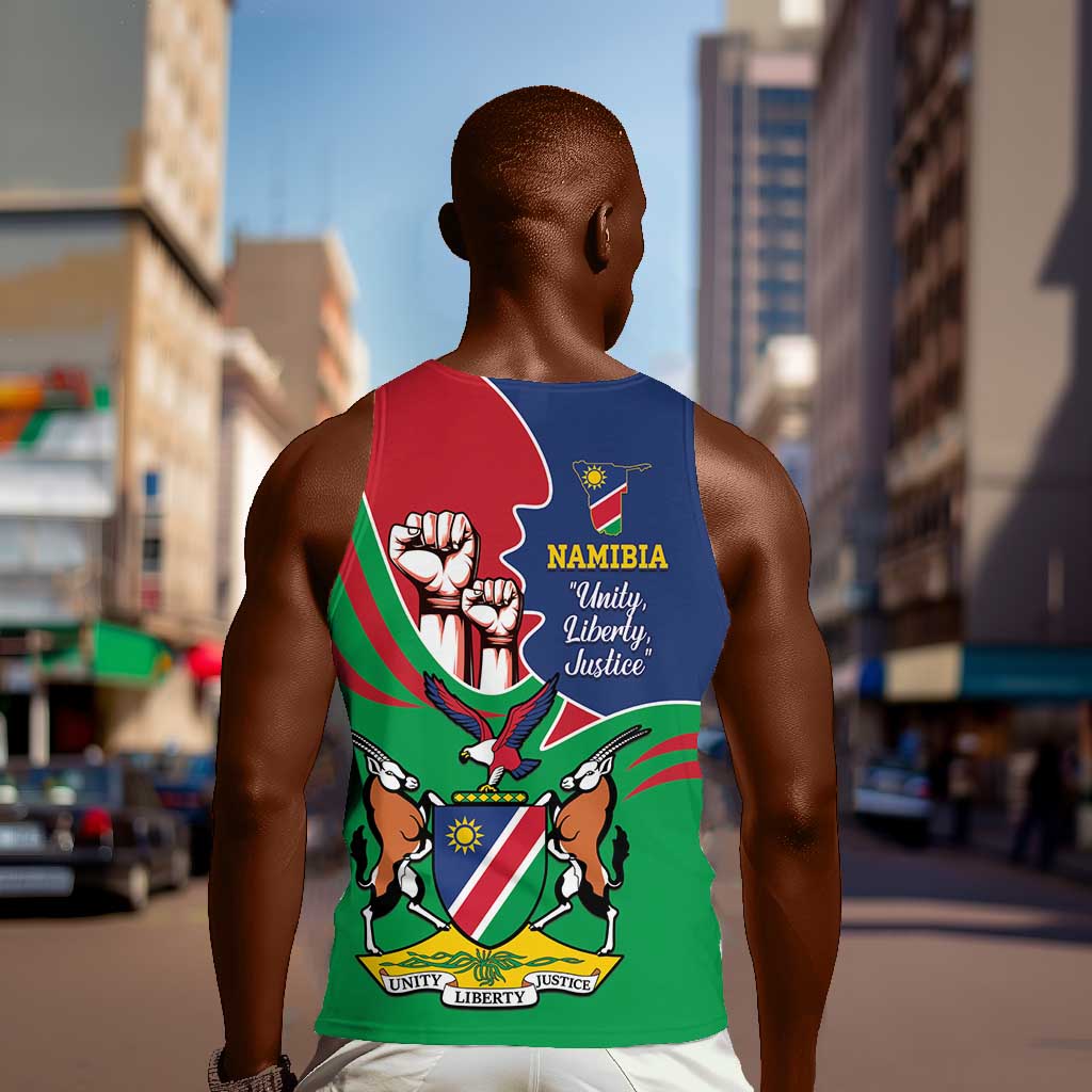 Namibia Independence Day Men Tank Top Coat Of Arms Curve Style LT14
