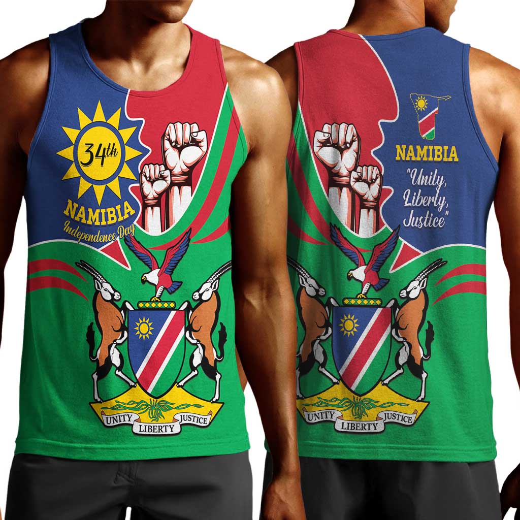 Namibia Independence Day Men Tank Top Coat Of Arms Curve Style LT14