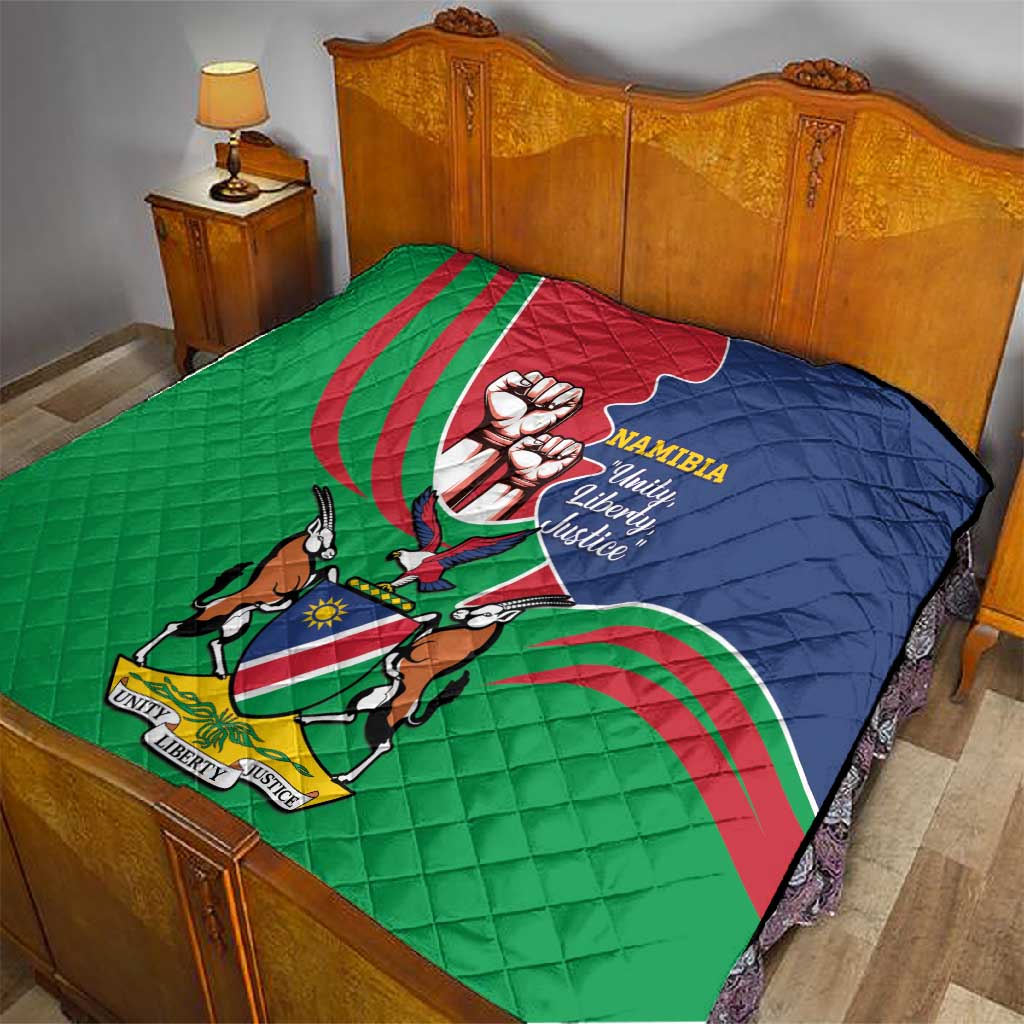 Namibia Independence Day Quilt Coat Of Arms Curve Style LT14