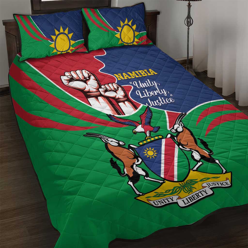 Namibia Independence Day Quilt Bed Set Coat Of Arms Curve Style LT14
