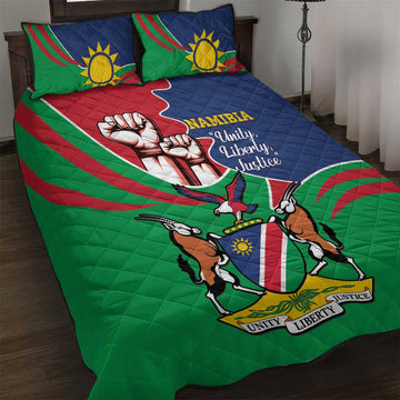 Namibia Independence Day Quilt Bed Set Coat Of Arms Curve Style LT14
