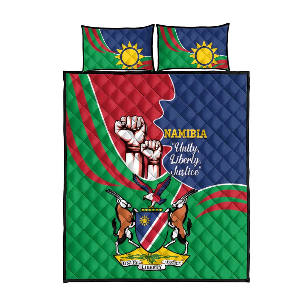 Namibia Independence Day Quilt Bed Set Coat Of Arms Curve Style LT14