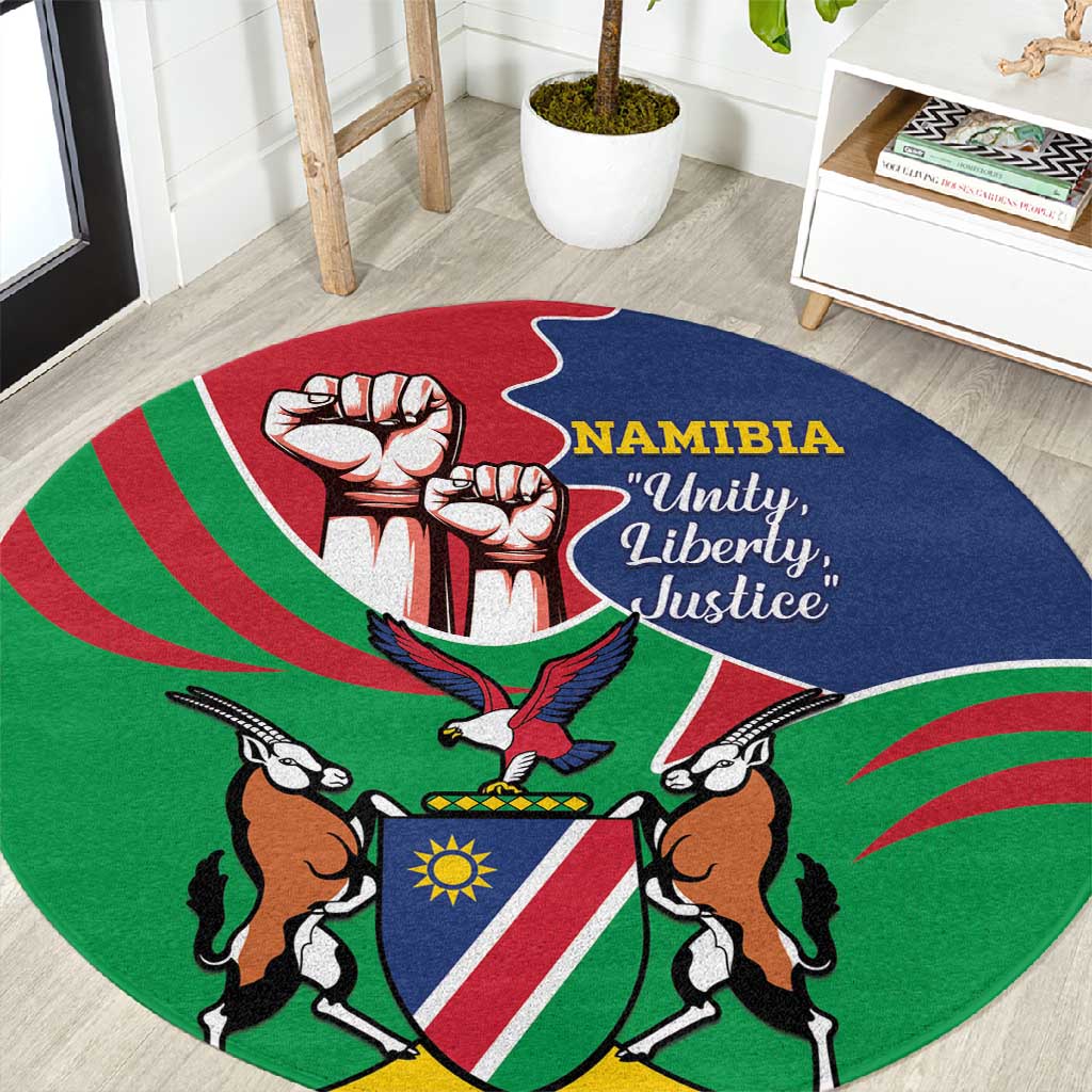 Namibia Independence Day Round Carpet Coat Of Arms Curve Style LT14