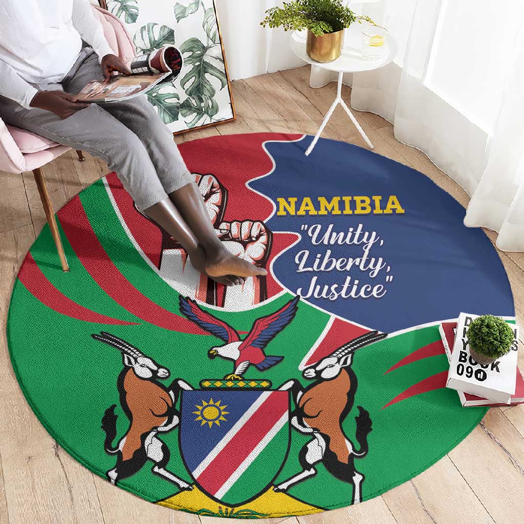 Namibia Independence Day Round Carpet Coat Of Arms Curve Style LT14