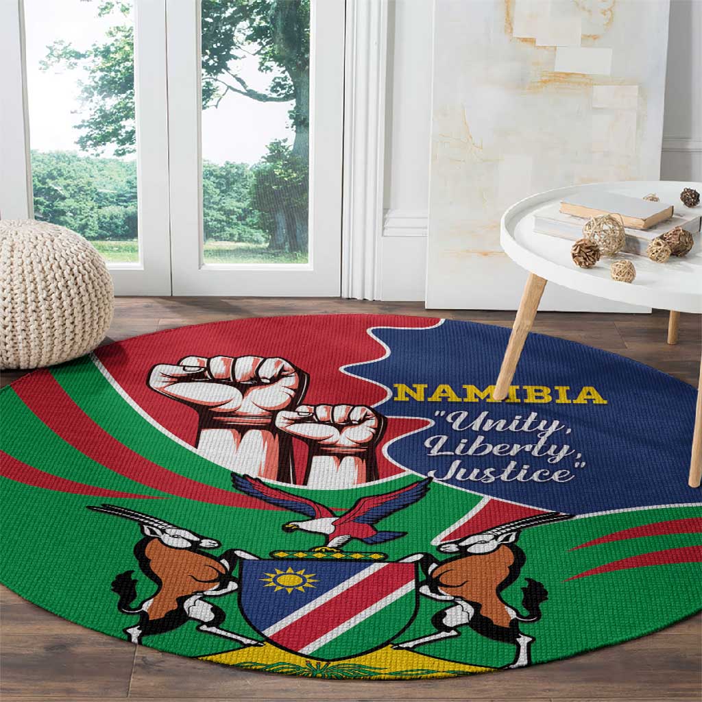 Namibia Independence Day Round Carpet Coat Of Arms Curve Style LT14