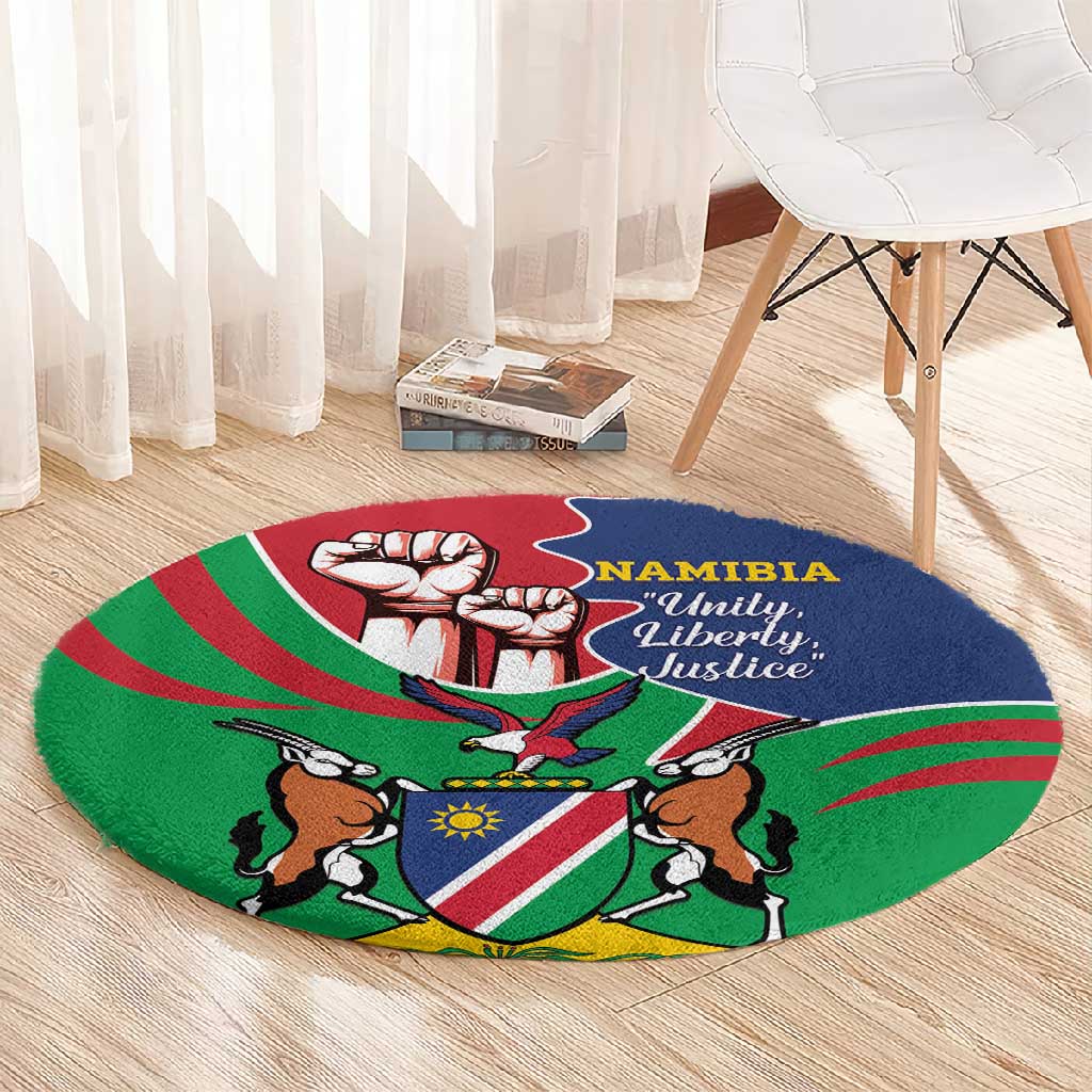 Namibia Independence Day Round Carpet Coat Of Arms Curve Style LT14