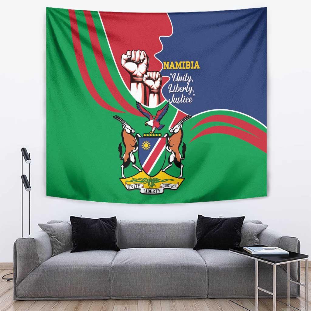 Namibia Independence Day Tapestry Coat Of Arms Curve Style LT14
