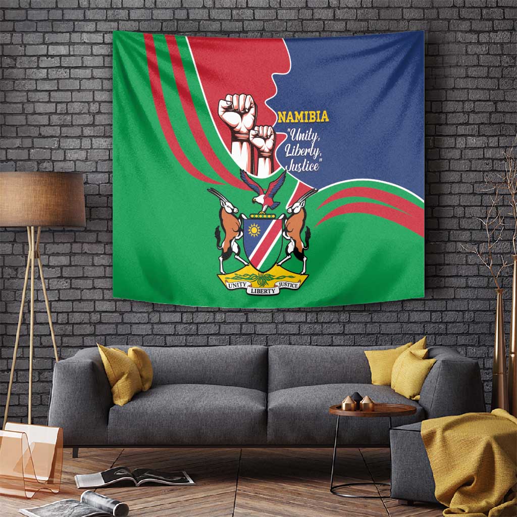 Namibia Independence Day Tapestry Coat Of Arms Curve Style LT14
