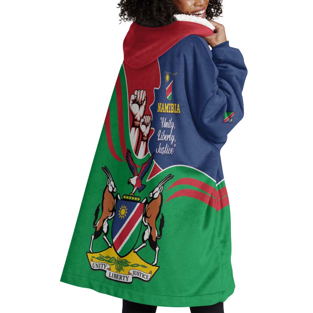 Namibia Independence Day Wearable Blanket Hoodie Coat Of Arms Curve Style LT14