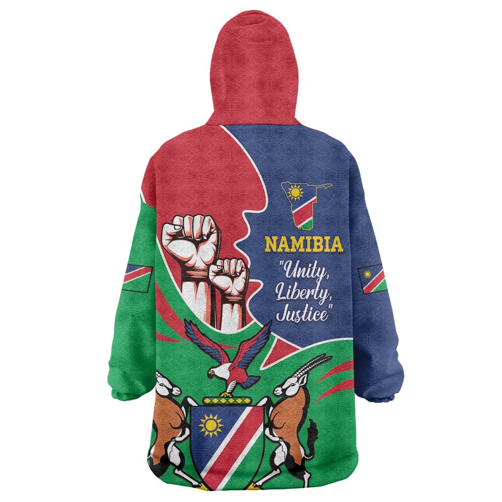 Namibia Independence Day Wearable Blanket Hoodie Coat Of Arms Curve Style LT14