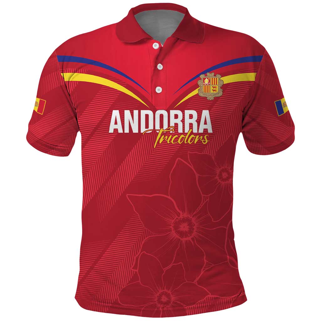 Custom Andorra Football Polo Shirt Come On Tricolors Poet's Narcissus LT14