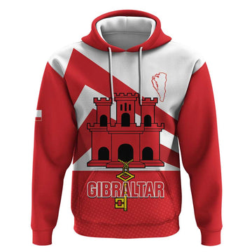 Custom Gibraltar Football Hoodie Castle And Key Sporty Style LT14
