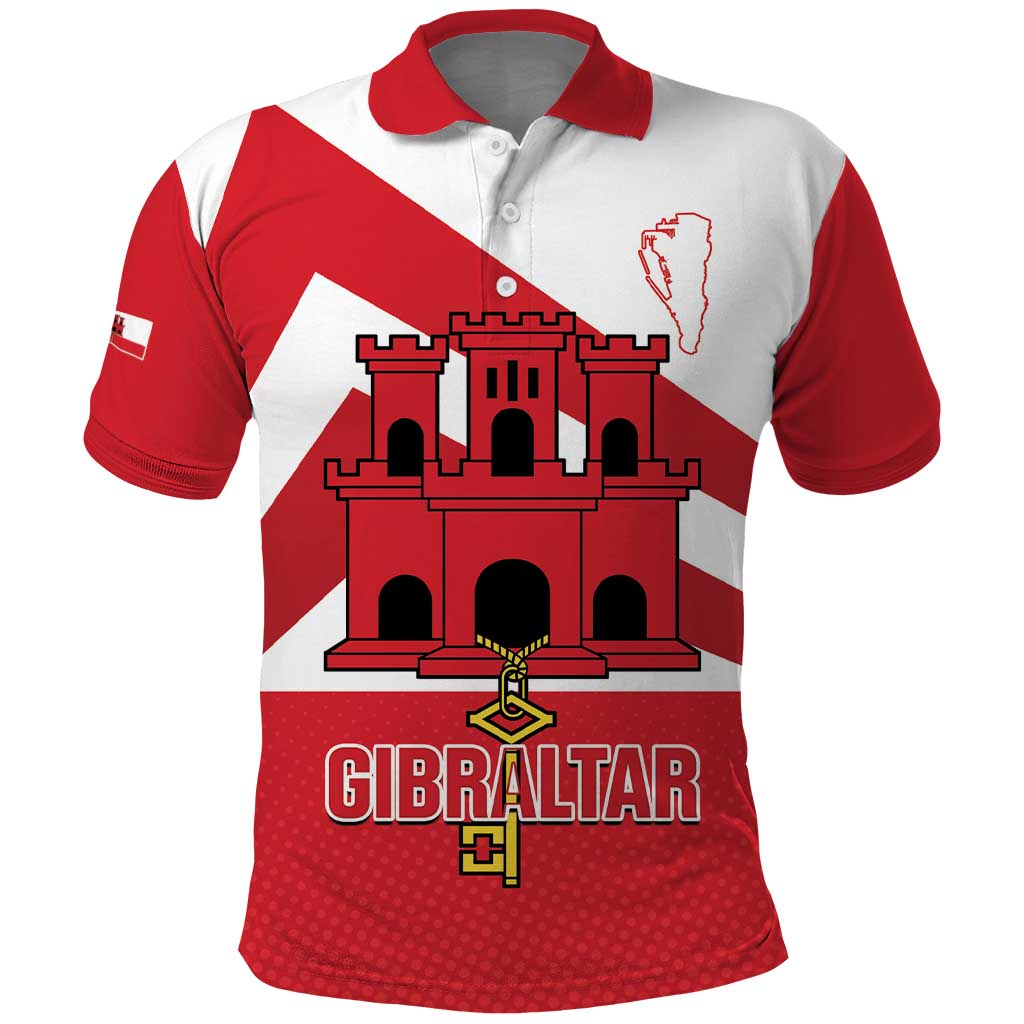 Custom Gibraltar Football Polo Shirt Castle And Key Sporty Style LT14