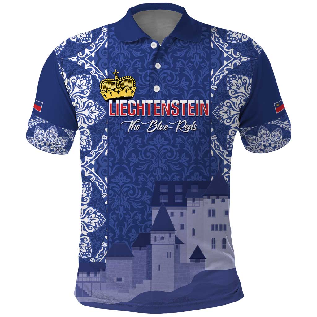 Custom Liechtenstein Football Polo Shirt Go Blue-Reds Gutenberg Castle LT14