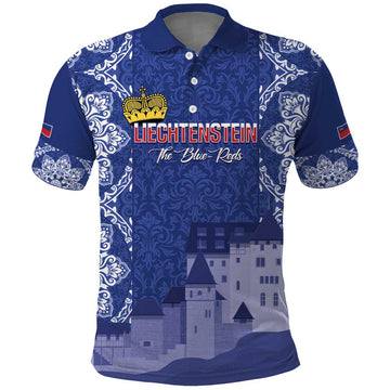 Custom Liechtenstein Football Polo Shirt Go Blue-Reds Gutenberg Castle LT14