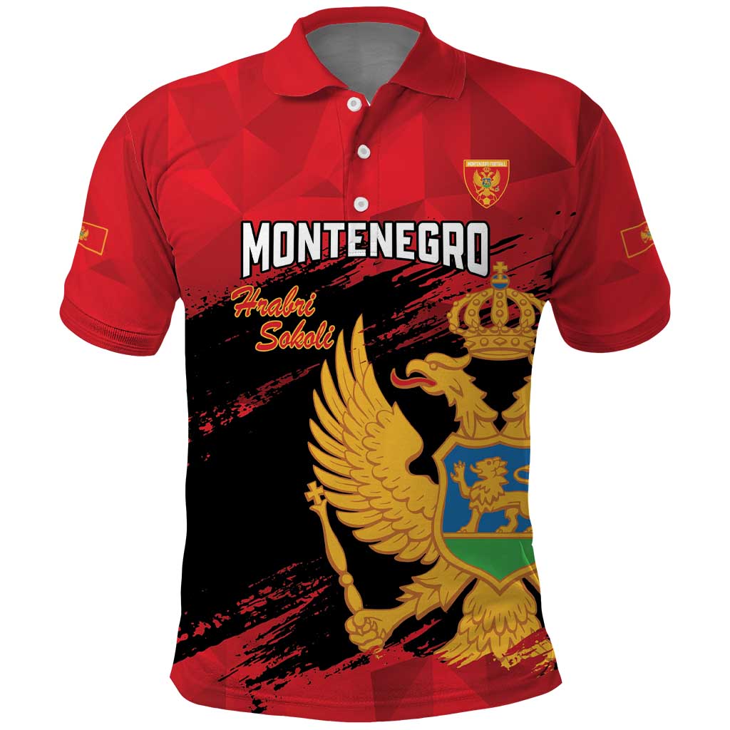 Custom Montenegro Football Polo Shirt Hrabri Sokoli Grunge Style LT14