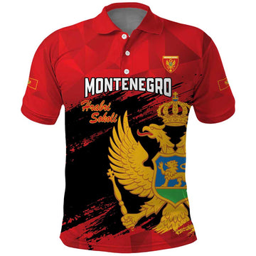 Custom Montenegro Football Polo Shirt Hrabri Sokoli Grunge Style LT14