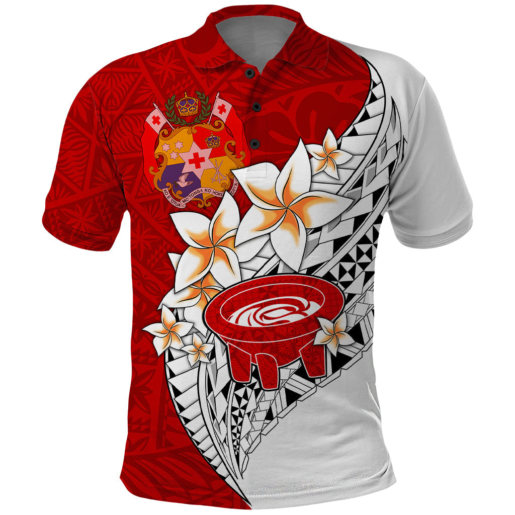 Tonga Kava Bowl Polo Shirt Togan Kupesi Ngatu Pattern White LT14