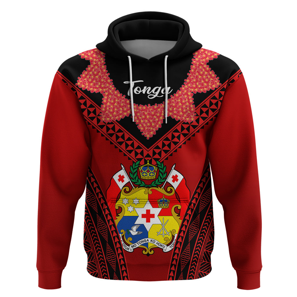 Tonga Heilala Flowers Hoodie Tongan Ngatu Black Special Verison LT14