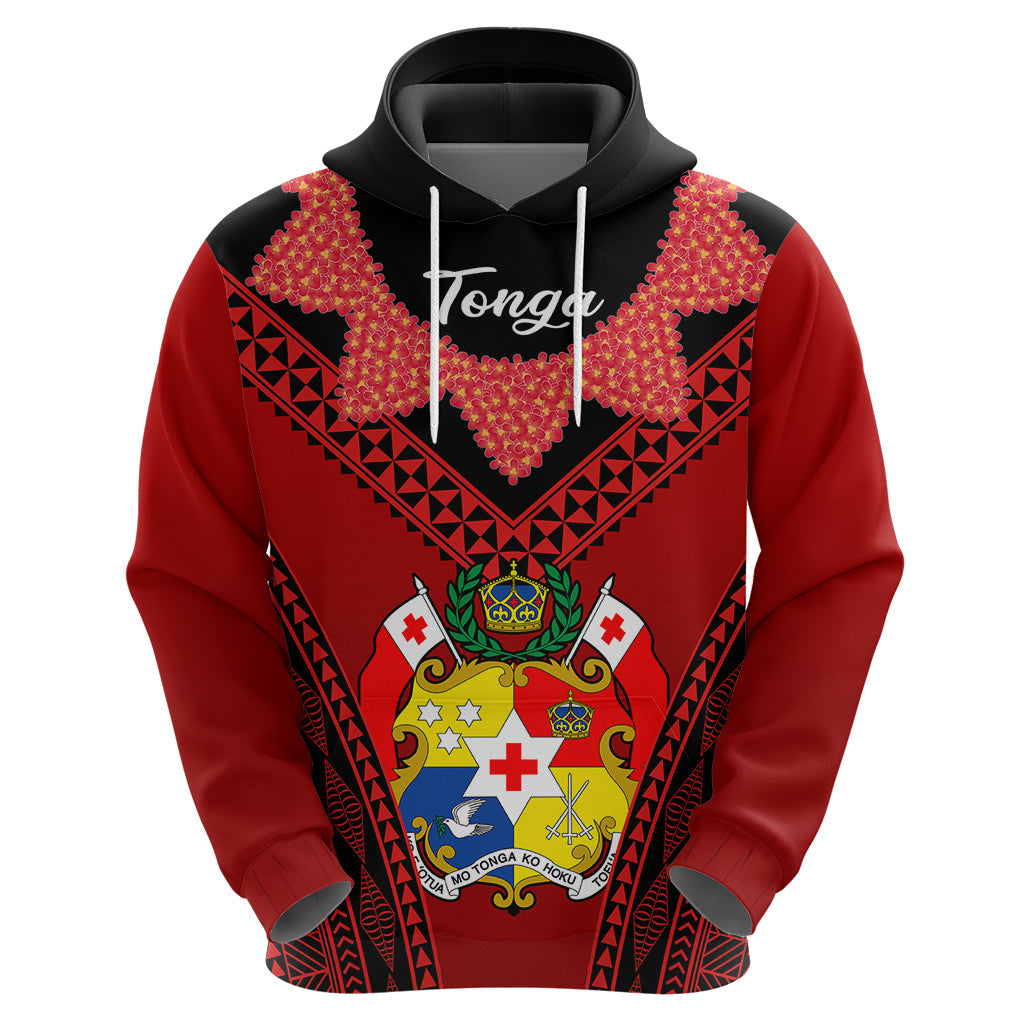 Tonga Heilala Flowers Hoodie Tongan Ngatu Black Special Verison LT14