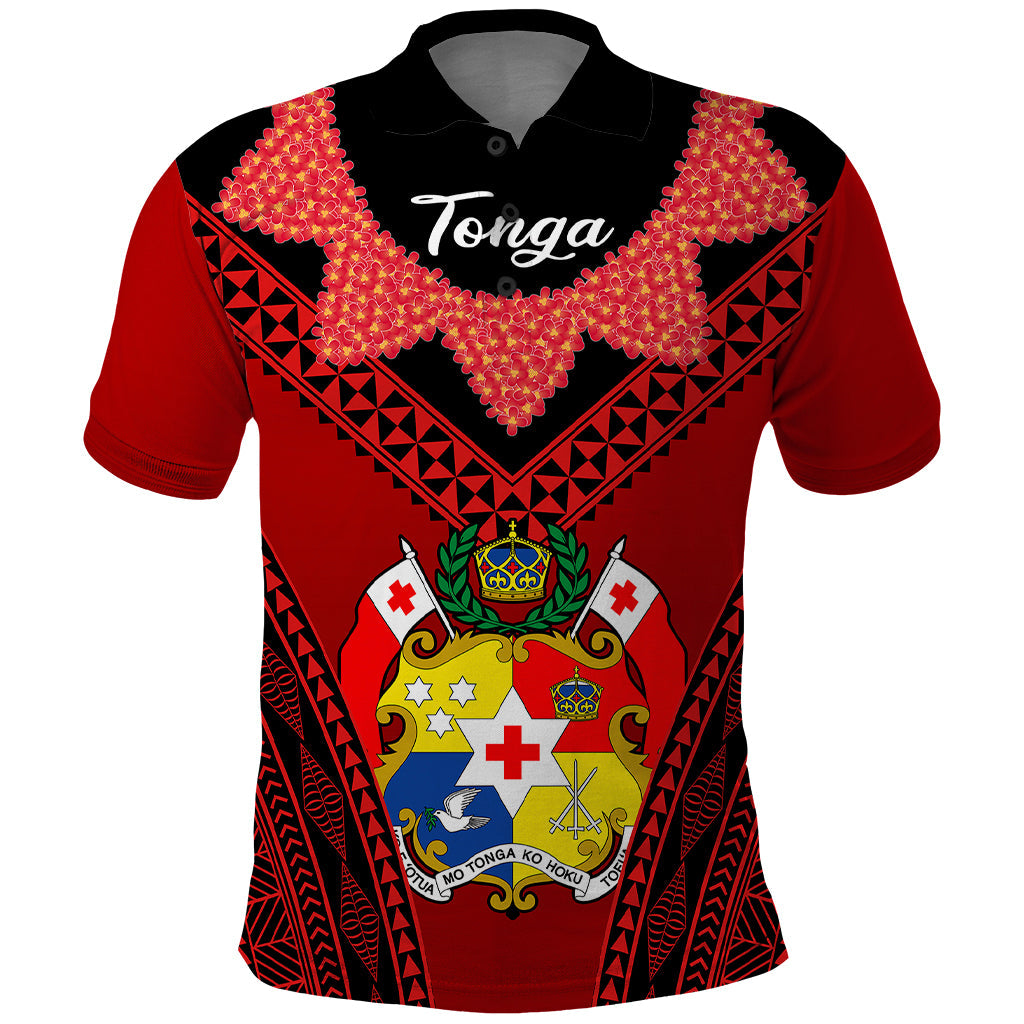 Tonga Heilala Flowers Polo Shirt Tongan Ngatu Black Special Verison LT14