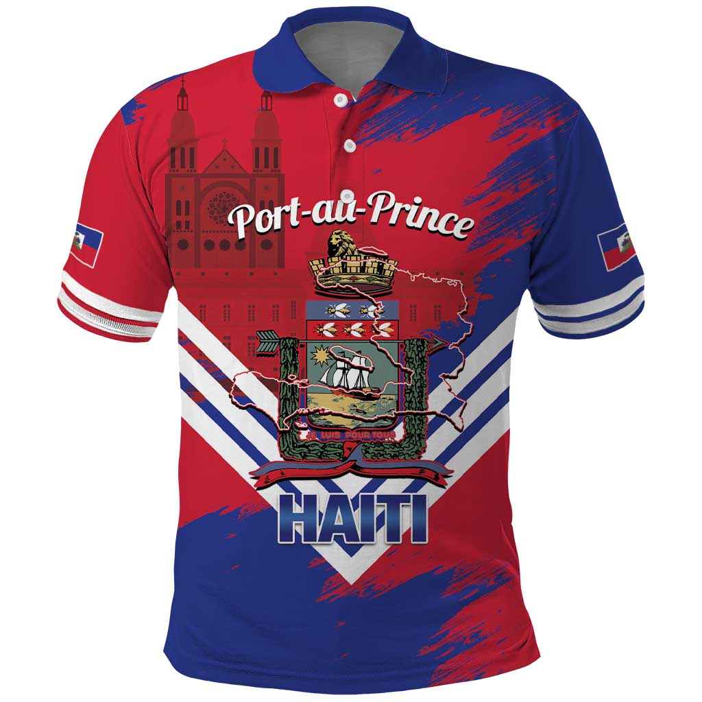 Port-au-Prince Haiti Polo Shirt Potoprens Coat of arms Grunge Vibes LT14
