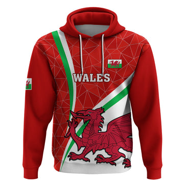 Custom Wales Rugby Hoodie 2023 World Cup Cymru Curve Style LT14