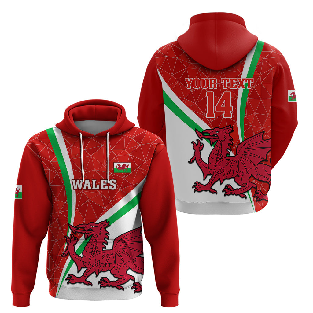 Custom Wales Rugby Hoodie 2023 World Cup Cymru Curve Style LT14