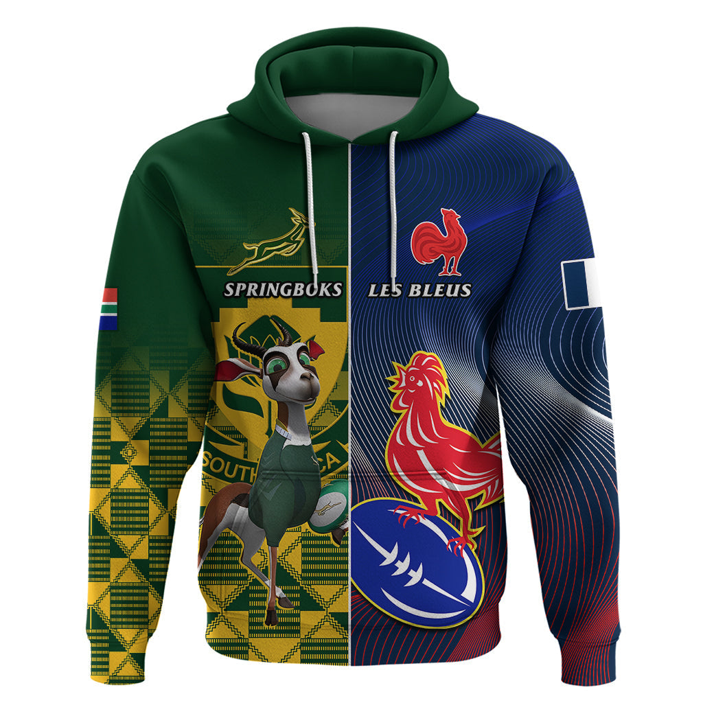 Custom South Africa And France Rugby Hoodie Springboks With Les Bleus Together 2023 World Cup LT14