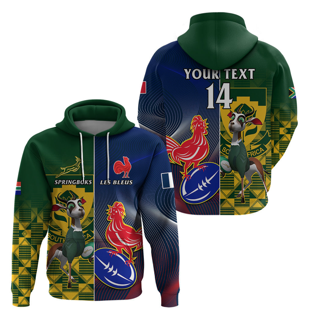 Custom South Africa And France Rugby Hoodie Springboks With Les Bleus Together 2023 World Cup LT14